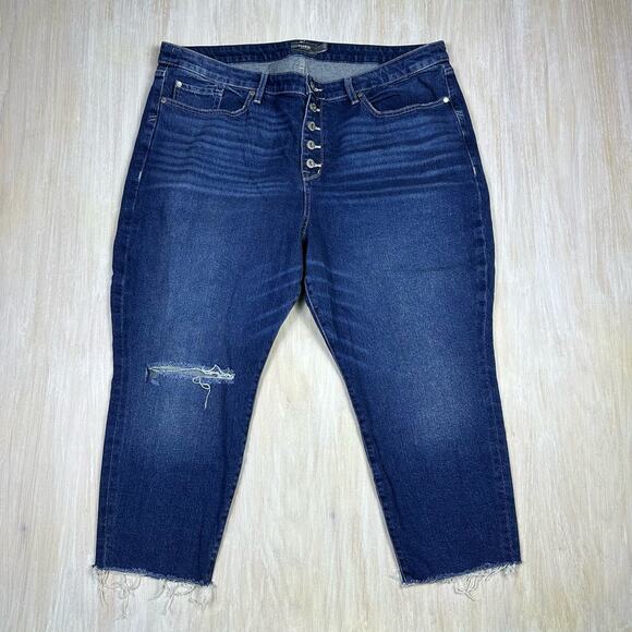 Torrid Feel The Fit Button Fly High Rise Distressed Frayed Denim Jeans Plus 22S - Picture 1 of 16